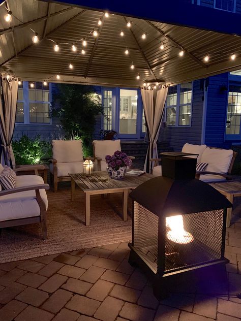 Outdoor Living Room with a SOJAG Gazebo Outdoor Gazebo Decor, Gazebo Ideas On Deck, Patio Gazebo Decor, Outside Gazebo Decorating Ideas, Lights For Gazebo Ideas, Outdoor Gazebo Furniture Ideas, Deck Gazebo Decorating Ideas, Small Gazebo Decorating Ideas, Gazebo Ideas Decorations