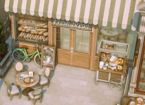 Sims Bakery Cc, Sims 4 Cafe Build, Sims 4 Cafe Cc, Sims Bakery, Sims 4 Shop, Sims 4 Bakery, Flower Shop Art, City Bloxburg, Ts4 Lots