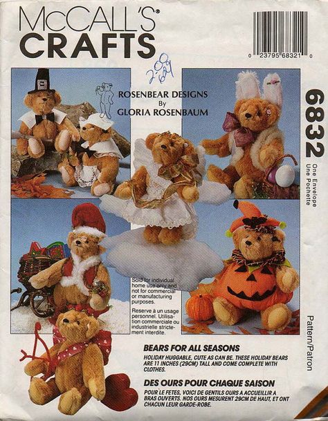 Uncut '93 TEDDY BEAR PATTERN // A Bear For by graymountaingoods, $6.00 Bear Patterns, Retro Sewing Patterns, Valentine Cupid, Unique Women, Holiday Costumes, Halloween Jack O Lanterns, Teddy Bear Pattern, Mccalls Sewing Patterns, Halloween Jack