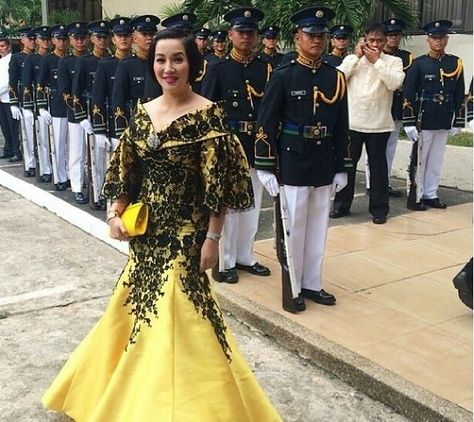 Kris Aquino Filipiniana Dress Modern Plus Size, Modern Maria Clara, Filipiniana Dress Modern Philippines, Filipiniana Dress Modern, Modern Philippines, Cary Santiago, Modern Filipiniana Gown, 2014 Red Carpet, Modern Filipiniana Dress