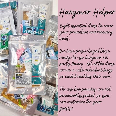 Hangover Kit, Bachelorette Party Favors, Bags Travel, Zip Pouch, Goodie Bags, 21st Birthday, Bachelorette Party, Party Favors, Pouch