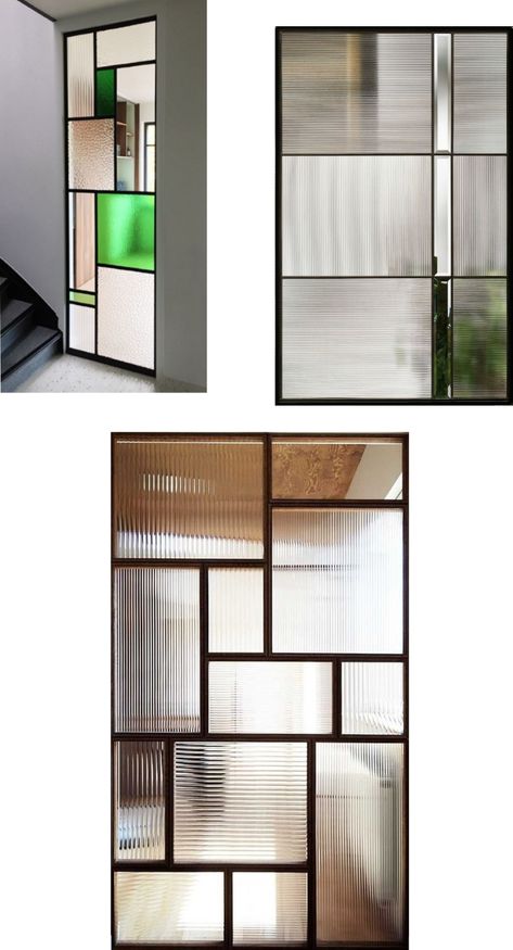 Non Transparent Glass Window, Transparent Doors, Glass Partition Designs, Internal Glass Doors, Modern Stained Glass, Window Grill Design, Patterned Floor Tiles, Room Partition Designs, Glass Partition