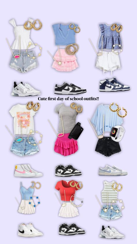 First day of school outfit inspo!! I wanna wear all of them 😭 #firstdayofschool #preppy #endofsummer #popular First Day Of School Outfit, End Of Summer, School Outfit, First Day Of School, First Day, Outfit Inspo, How To Wear