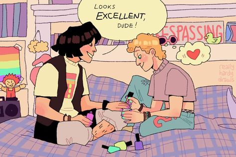 Bill X Ted, Bill And Ted Fanart, Bill And Ted, Awesome Drawings, Loved Drawing, Comfort Art, Swag Art, Queer Art, Lost Boys