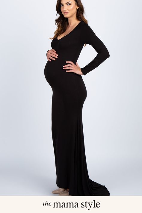 Shop the PinkBlush Maternity PinkBlush Black Long Sleeve Photoshoot Maternity Gown/Dress. Shop hundreds of stylish bump friendly looks at https://mamastyle.store Black Tie Maternity Dress, Black Maternity Maxi Dress, Photoshoot Gown, Fall Maternity Photos, Photoshoot Maternity, Lace Sash, Maternity Gown, Maternity Dresses For Photoshoot, Winter Maternity