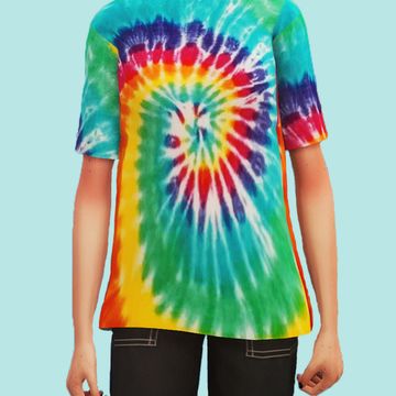 Vintage CC Pack | fluffusnow on Patreon Sims 4 Tie Dye, Tie Dye Outfits, Tie Dye Shirts, Sims 4 Clothing, Tie Dye Shirt, Sims Mods, Sims 4 Cc, Sims 4 Custom Content, Tie Dye T Shirts