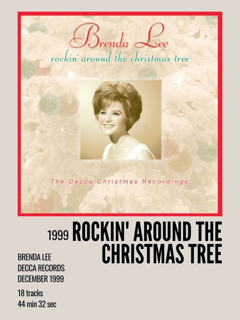 minimal aesthetic holiday polaroid christmas album poster for rocking around the christmas tree by brenda lee Christmas Songs Album Covers, Christmas Album Covers Aesthetic, Christmas Songs Aesthetic, Polaroid Christmas, 1950 Christmas, 80's Aesthetic, Darlene Love, Rocking Around The Christmas Tree, Rockin Around The Christmas Tree