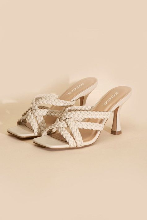 Elevate your footwear collection with our Double Cross Braided Strap Mule Heels, a perfect blend of chic design and comfort. These heels feature a unique double cross braided strap detail that adds an eye-catching element to your ensemble. With a comfortable heel height, these mule heels offer both style and ease, making them a versatile choice for a range of occasions.Toe: Open toe, squareHeel shape: StilettoMaterial: SyntheticImported. Made in China Style: Casual Silhouette: N/A Embellishment: Braided Heels, Jambu Shoes, Mule Heels, Braided Strap, Footwear Collection, Comfortable Heels, Shoes Woman, Crazy Shoes, Heels Shoes