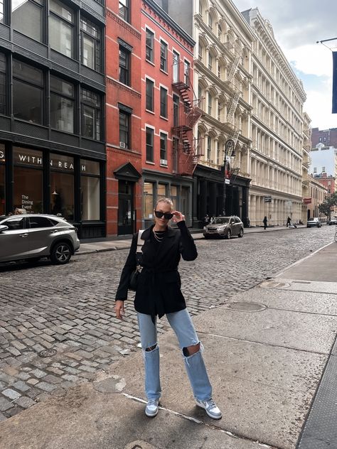 Zara Fall Outfits, Chic Blazer Outfit, Fall In Nyc, Cute Fall Fashion, Black Blazer Outfit, Dunks Outfit, Zara Fall, Outfits Nyc, Simple Fall Outfits