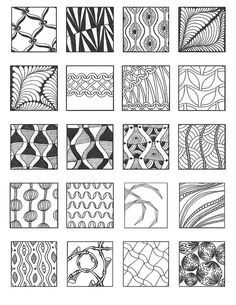 simple zentangle patterns chart- Google Search Zantangle Art, Pattern Doodle, Sketch Note, Zentangle Tutorial, Tangle Pattern, Tangle Doodle, Zentangle Designs, Doodle Inspiration, Tangle Art