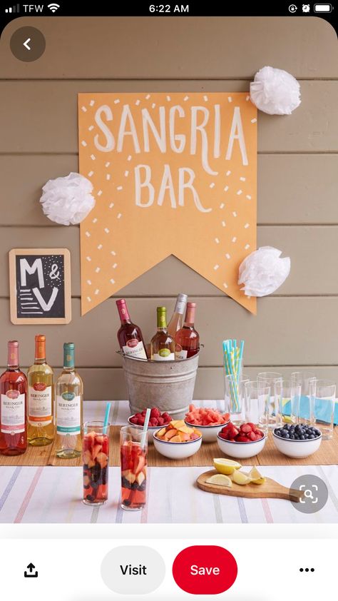 Sangria Station, Bowls Of Fruit, Wine Station, Housewarming Party Decorations, Sangria Bar, Poolside Party, Fiesta Tropical, Bachelorette Party Planning, Bridal Bachelorette Party