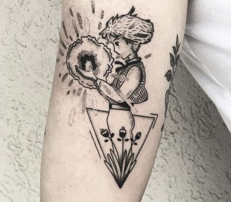 Howls Moving Castle Tattoo, Howl's Moving Castle Tattoo, Studio Ghibli Tattoo, Castle Tattoo, Ghibli Tattoo, Howls Moving, Dream Tattoos, Howls Moving Castle, Star Tattoos