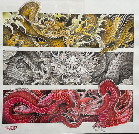 Hold Fast Social Club ⚡️ Tattoo Artists/Studios service only | @genghis_shawn Mixed media on paper 20x22 Auction Details Read these before bidding Bid under comment that says BID HERE. March… | Instagram Dragon Bracelet Tattoo, Japanese Drawing, Tattoo Japan, Dragon Japanese, Club Tattoo, Tattoo Dragon, Artists Studios, Bracelet Tattoo, Gallery Show