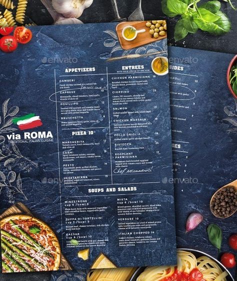 Beautiful Italian Restaurant Menu Breakfast Menu Design, Restaurant Italian, Italian Menu, Italian Breakfast, Table Tents, Breakfast Menu, Grafic Design, Italian Restaurant, Menu Restaurant