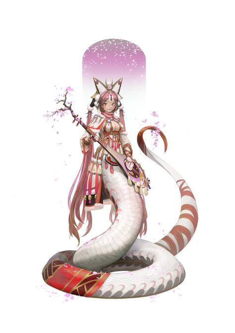 Lamia Anime, Anime Snake, Monster Girl Encyclopedia, Anime Monsters, Monster Characters, White Snake, Monster Girl, Fantasy Artwork, Creature Design