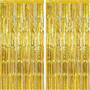 2 Pack Gold Backdrop Birthday Decorations Foil Curtain Backdrop Gold Streamers Dance Party Decorations Photo Booth Props for Bachelorette Decorations Christmas Halloween New Years Eve Party Supplies Foil Curtain Backdrop, Gold Streamers, Dance Party Decorations, Streamer Party Decorations, Christmas Photo Booth Backdrop, Baby Shower Party Themes, Curtain Backdrop, Streamer Backdrop, Foil Curtain