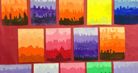 Shade And Tint Art Projects, Tints And Shades Art Lesson Elementary, Tints And Tones Art Projects, Art Shading, Color Wheel Projects, Atmospheric Perspective, Colorful Art Projects, Painted Landscapes, Tints And Shades