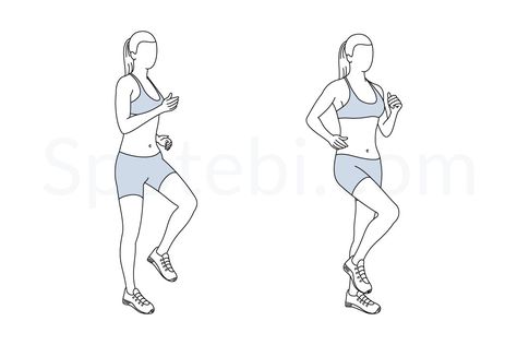 March in place exercise guide with instructions, demonstration, calories burned and muscles worked. Learn proper form, discover all health benefits and choose a workout. http://www.spotebi.com/exercise-guide/march-in-place/ Spotebi Workout, Calf Raises Exercise, Running In Place, Push Workout, Back Fat Workout, Ab Work, Side Kick, Calories Burned, Workout Posters