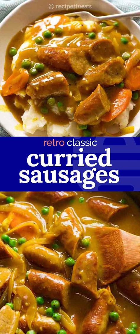 Easy Curried Sausages, Curried Sausages, Sausage Recipes For Dinner, Sausage Dinner, Sausage Dishes, Sausage Recipe, Australian Food, Sausage Gravy, Bratwurst