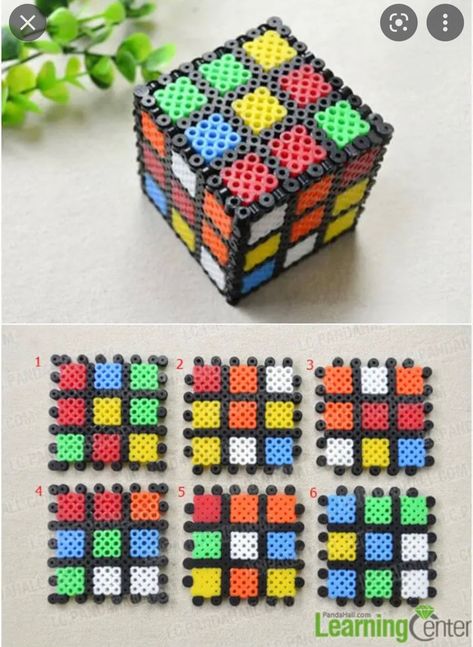 3d Perler Bead Patterns, Rubric Cube, Melty Bead Designs, Melt Beads Patterns, Hamma Beads Ideas, Easy Perler Bead Patterns, Бисер Twin, Kandi Kid, Melty Bead Patterns