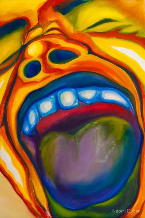 Screaming Man by Naomi Duben Screaming Man Painting, Screaming Face Drawing, Screaming Painting, Face Painting Reference, Ap 2d Art, Screaming Face, Emotions Art, English Project, Gcse Art Sketchbook