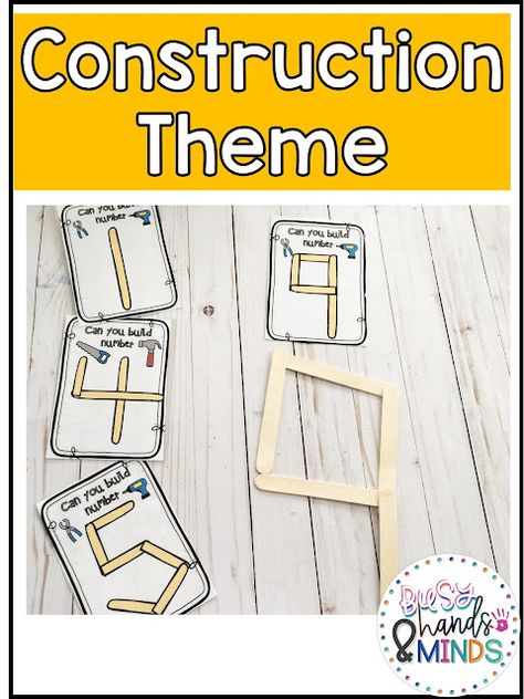 Construction Preschool Theme | Busy Hands and Minds Construction Preschool Theme Activities, Construction Lessons For Preschool, Construction Site Preschool Activities, Construction Movement Activities, Tools Art Preschool, Construction Centers For Preschool, Construction Worker Activity Preschool, Pre K Construction Theme, Construction Activities Preschool Free Printables