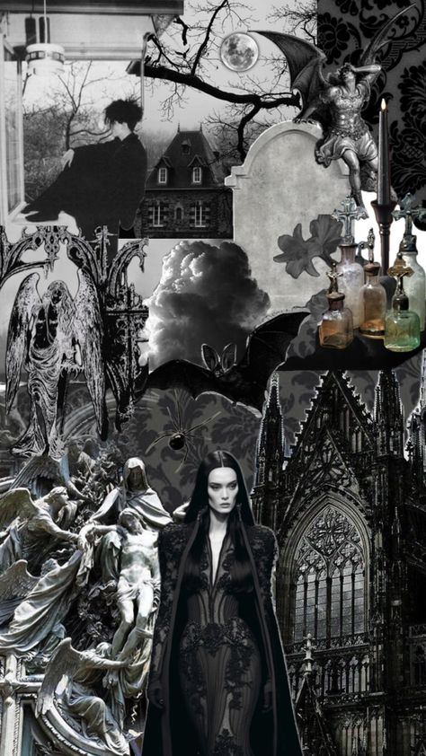 Gothic Aesthetic Collage, Vintage Goth, Gothic Aesthetic, Edgy Wallpaper, Wall Papers, Demon Art, Mood Board Fashion, Aesthetic Beauty, Aesthetic Collage