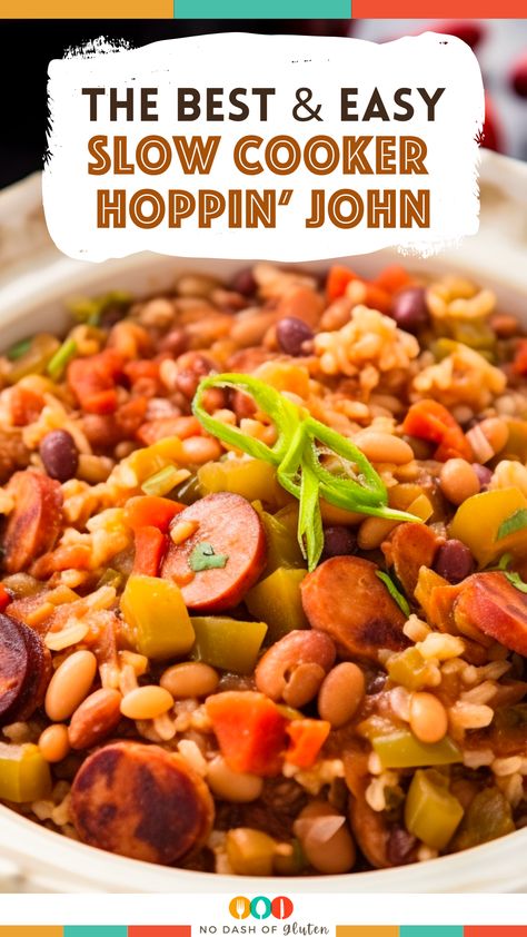 Discover the comforting and savory goodness of this Slow Cooker Hoppin’ John recipe! Packed with smoked sausage, creamy black-eyed peas, and a kick of Cajun spices, it’s a hearty and flavorful meal that’s incredibly easy to make. Just set it in the slow cooker and let the magic happen. Perfect for busy days and guaranteed to be a hit with the family! Don’t miss out – Save this recipe now and give it a try for a taste of Southern comfort at its best! Hoppin John Recipe With Sausage, Slow Cooker Hoppin John Recipe, Slow Cooker Hoppin John, Hoppin John Recipe, Dry Beans Recipe, Cajun Spices, Sausage Crockpot, Hoppin John, Crockpot Ideas