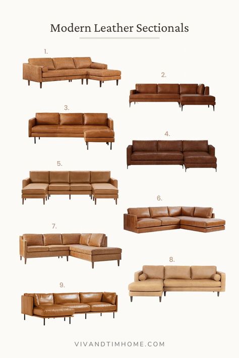 modern leather sectional Leather Corner Sofa Living Room, Tan Leather Couch Living Room, Brown Sectional Living Room, Tan Leather Sectional, Modern Sectional Living Room, Leather Sectional Living Room, Modern Leather Couch, Modern Couch Sectional, Modern Leather Sectional Sofas