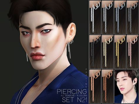 Pralinesims' Piercing Set N21 Sims 4 Cc Earrings Male, Sims 4 Male Earrings, Piercing The Sims 4, Ts4cc Jewelry, Sims 4 Piercing, Praline Sims, Blahberry Pancake, Alpha Sims, Sims 4 Ps4