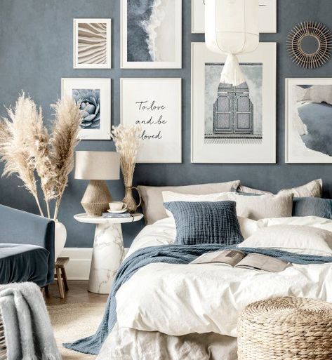 Blue And Cream Bedroom, Light Blue Bedroom, Blue Gray Bedroom, Design Ložnic, Blue Bedroom Decor, Beige Bedroom, Beige Walls, Blue Rooms, Room Makeover Bedroom