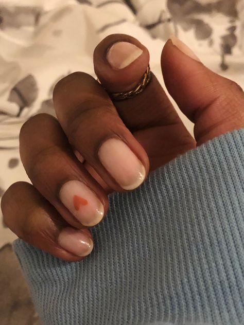 basic natural nails with a heart detail 💌 Bare Nails With Design, Nails With A Heart, Natural Acrylic Nails, Nail Bed, Basic Nails, Positive Habits, Love Natural, Nail Inspiration, Nail Color