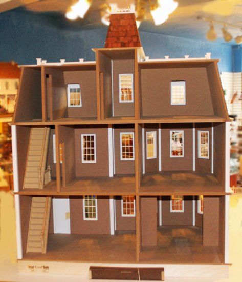 Assembled Brick Newport House [RGT BrickNewport] | The Little Dollhouse Company Newport Dollhouse, Roof Cresting, Wooden Shingles, Newport House, Roof Windows, Mansard Roof, Raised Panel Doors, Panel Door, Dolls House Interiors