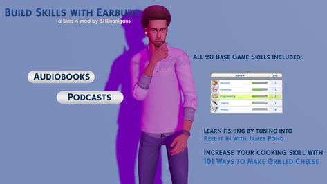 Build Skills with Earbuds | SHEnanigans (Sims 4 Modder & Enthusiast) on Patreon Sims 4 Jobs Patreon, Sims 4 Careers Patreon, Sims 4 Cc Traits And Aspirations Patreon, Sims 4 More Careers Mod, Sims 4 Whicked Wims Animations Patreon, Sims 4 Skills, Sims 4 Traits, New Mods, Avakin Life