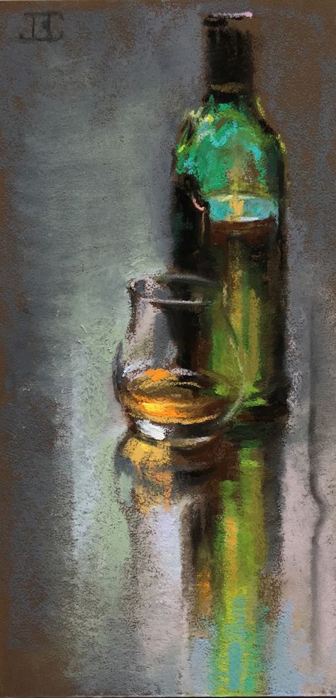 Soft Pastels Drawing, Bottle Drawing, Soft Pastel Art, Plein Air Landscape, Oil Pastel Paintings, Pastel Landscape, Still Lifes, Oil Pastel Art, Still Life Drawing