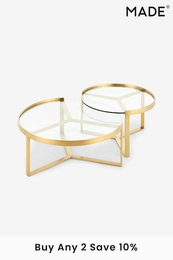 Coffee Tables | Round & Square Coffee Tables | Next UK Coffee Table Square, Brass Glass, Glass Coffee Table, Round Coffee Table, Cup Of Tea, Brushed Brass, Steel Legs, Coffee Tables, All You Need Is