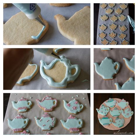 Iced Shortbread, Iced Shortbread Cookies, Tea Cup Cookies, Teapot Cookies, Cut Out Cookie Recipe, Ganache Filling, Shortbread Recipe, Cookies Sugar, Shortbread Cookie Recipe