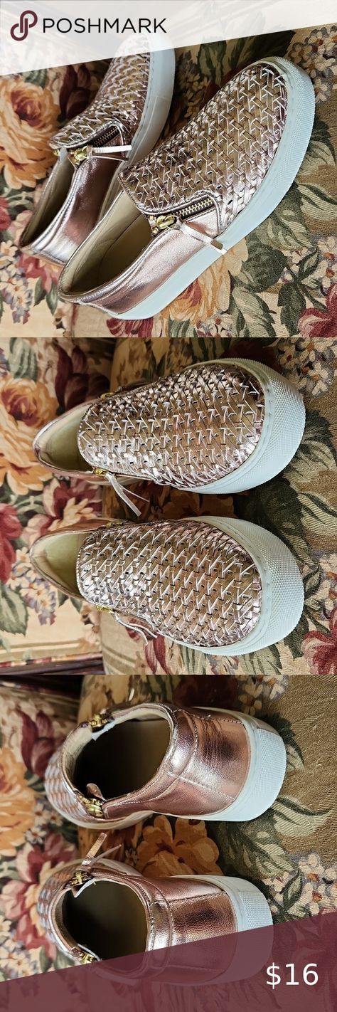 Volatile Slip on Sneaker Metallic Woven sz 7.5 Volatile Shoes, Slip On Sneaker, Slip On, Size 7, Rose Gold, Sneakers, Plus Fashion, How To Wear, Gold