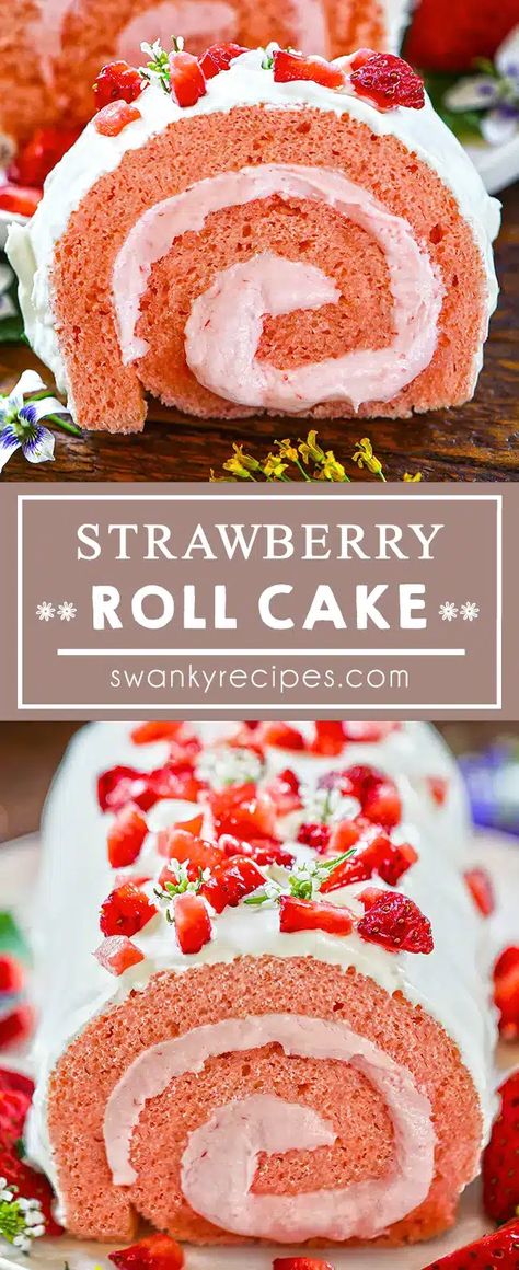 a strawberry cake rolled into a log and filled with strawberry cream cheese frosting Strawberry Cheesecake Roll Cake, Strawberry Cake Sushi Roll, Strawberry Rolled Cake, Strawberry Cake Sandwich, Strawberry Crunch Cake Roll, Strawberry Log Cake, Cherry Roll Cake, Cake Rolls Christmas, Strawberry Cake Roll With Cream Cheese