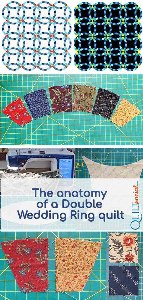 Wedding Ring Quilt Pattern Easy Free, Double Wedding Ring Quilt Pattern Free, Wedding Ring Quilt Pattern Easy, Wedding Ring Quilt Pattern, Ring Quilt Pattern, Wedding Ring Quilt Block, Quilt Wedding, Wedding Quilts, Curved Piecing