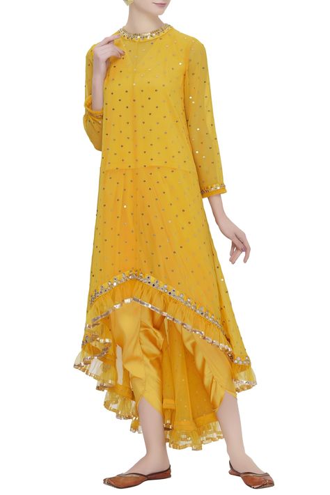 Work Dress Designs, High Low Kurta, Vani Vats, Beautiful Kurti, Gota Patti Work, Pakistani Formal Dresses, Lehnga Dress, Gota Work, Pakistani Fashion Party Wear