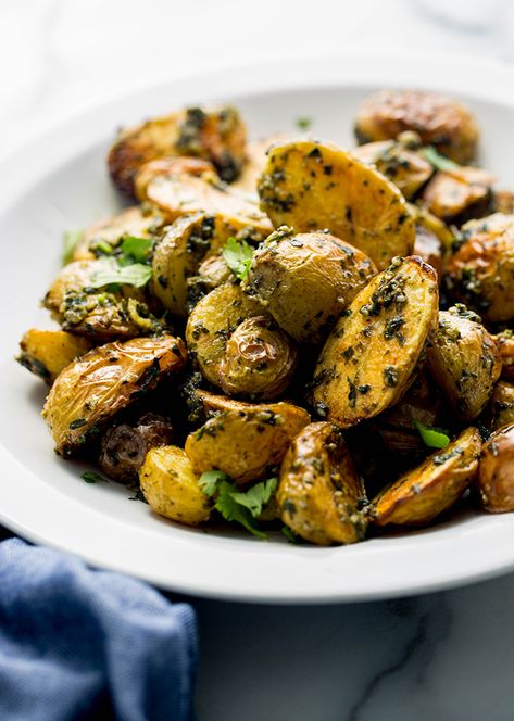 oven roasted pesto potatoes | Taste of Yummy Roasted Breakfast Potatoes, Pesto Potatoes, Carrot Cupcake, Potato Rice, Breakfast Potatoes, Baked Potatoes, Pesto Sauce, Oven Roast, Roasted Potatoes