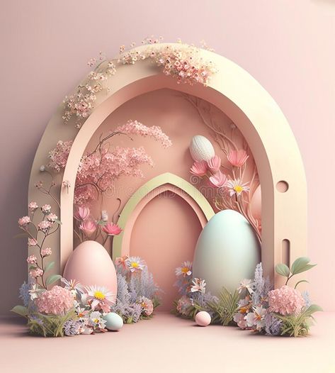 Easter Eyfs, Eyfs Easter, Blooming Illustration, Arch With Flowers, Diy Easter Treats, Easter Creative, Easter Appetizers, Easter Backdrops, Mall Decor