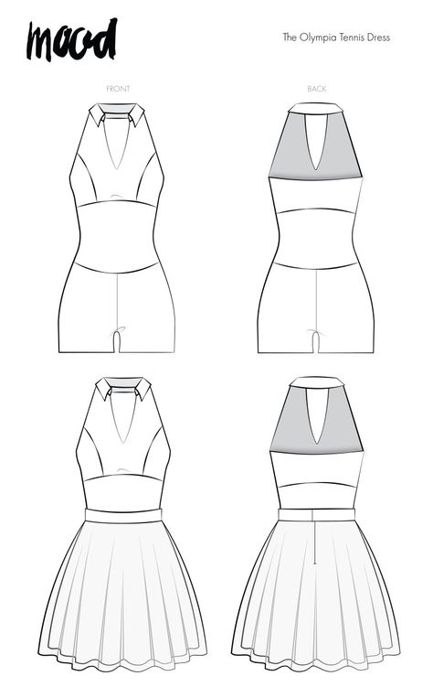 Tennis Dress Sewing Pattern, Tennis Skirt Pattern Sewing, Sewing Workout Clothes, Swimsuit Sewing Pattern Free, Pdf Patterns Sewing Free, Mood Free Sewing Patterns, Cute Sewing Patterns Free, Sewing Patterns Dresses Free, Free Romper Sewing Pattern