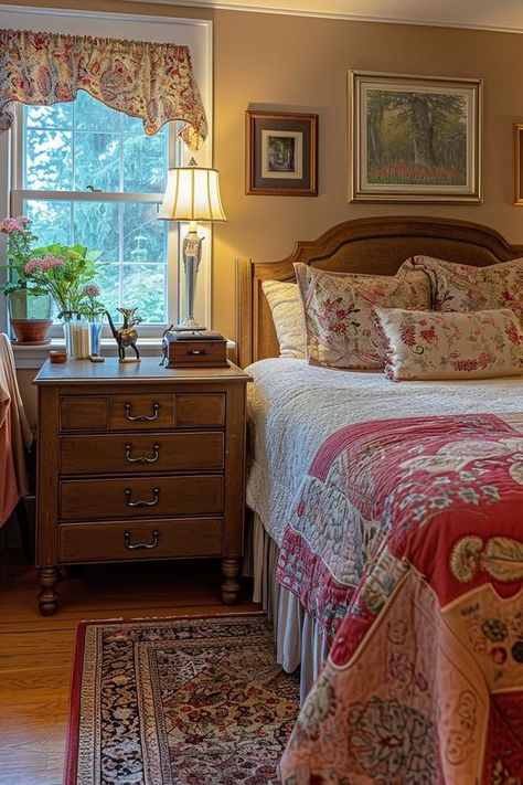 Country Cottage Living National Folk Farmhouse, Cottage Vintage Aesthetic, Cottage Bedroom Design, Cozy Country Home, Cottages Interiors, Country Cottage Bedroom, Country Cottage Living, Vintage Bedroom Styles, Ayurvedic Tea