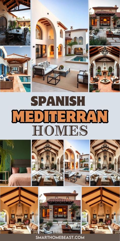 Step into the timeless beauty of Spanish Mediterranean homes, where old-world charm meets modern luxury. With stunning stucco exteriors, red-tiled roofs, and elegant arches, these designs blend warmth and elegance effortlessly. From sun-soaked courtyards to intricate tile work, discover the perfect fusion of style and tradition. #MediterraneanHomes #SpanishStyle #HomeDesign #ArchitecturalInspo #LuxuryLiving Mediterranean Spanish Style Homes, Old Spanish Style Homes, Spanish Style Home Exterior, Spanish Mediterranean Homes, Spanish Courtyard, Spanish Interior, Unique Interiors, Spanish Mediterranean, Stucco Homes