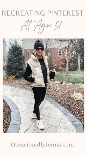 JEN | Everyday Style + Tips on Instagram: "✨Age is just a number, not a definition. My PSA for today… “Eat the cake and wear the outfit!” 🎂 ��✨I recreated this Pinterest look with my new faux leather and sherpa puffer vest from @evereveofficial ! I have been wanting one and I love ❤️ the length and weight of it. Plus the cozy sherpa! Comes in black also and fits true to size. ✨ I paired them with faux leather leggings, a black hoodie and cozy accessories. Such a chic yet relaxed look for chilly Sherpa Vest Outfits For Women, Sherpa Vest Outfit, Vest Outfits For Women, Age Is Just A Number, Jeans Outfit Winter, Sherpa Vest, Cozy Accessories, Vest Outfits, Weekend Wear