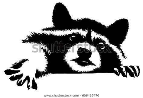 Draw Raccoon, Racoon Tattoo, Raccoon Illustration, Petit Tattoo, Raccoon Art, Symbol Tattoos, Silhouette Stencil, Animal Silhouette, Racoon