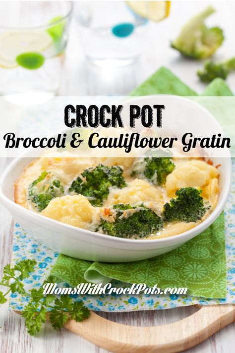 The kids love this! Try this Crock Pot Broccoli & Cauliflower Gratin #Recipe Crockpot Broccoli And Cauliflower, Crock Pot Broccoli, Crockpot Vegetable, Crockpot Broccoli, Crockpot Thanksgiving, Crockpot Veggies, Slow Cooker Broccoli, Broccoli And Cauliflower, Cauliflower Gratin