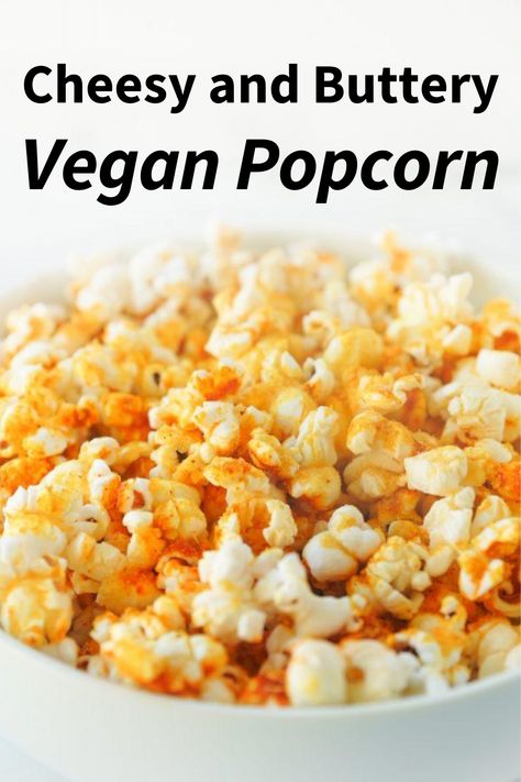 Vegan Movie Snacks, Vegan Popcorn Recipes, Popcorn Recipes Cheese, Easy Vegan Snacks, Nutritional Yeast Popcorn, Cheesy Popcorn, Keto Cranberry, Vegan Popcorn, Popcorn Toppings